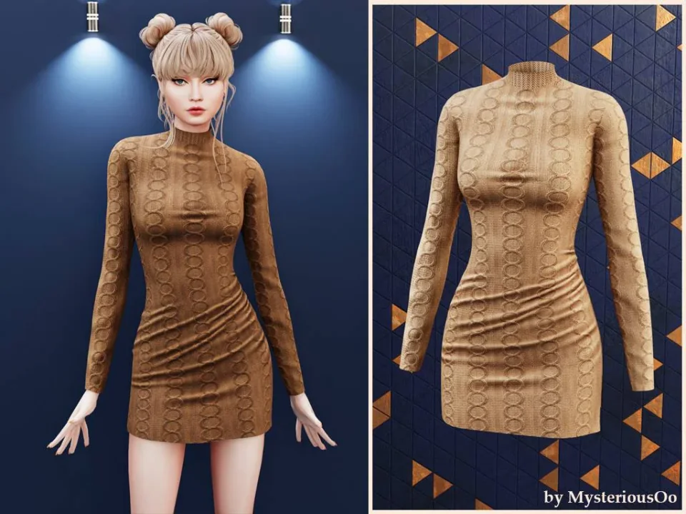 Textured turtleneck mini dress