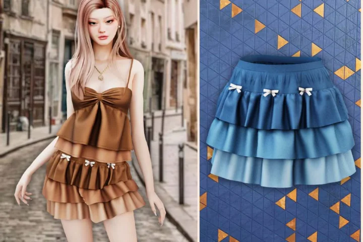 Tiered ruffle mini skirt