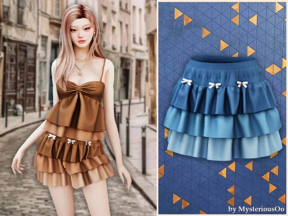Tiered ruffle mini skirt
