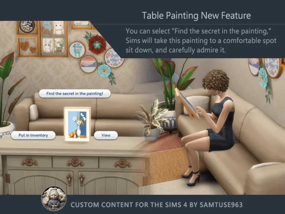 Medium Table Painting Minimalist Shell #1 Samtuse963