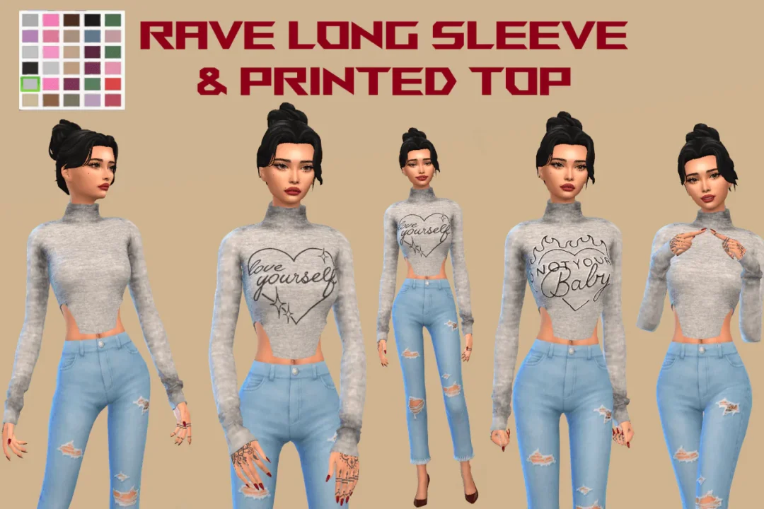 RAVE LONG SLEEVE & PRINTED TOP
