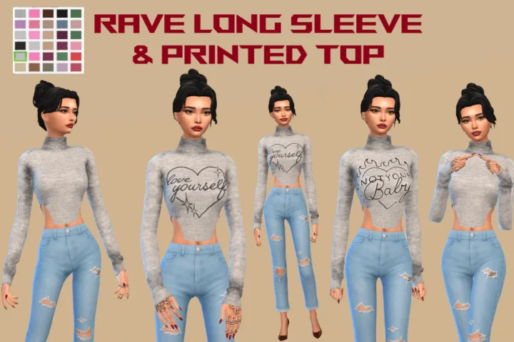 RAVE LONG SLEEVE & PRINTED TOP