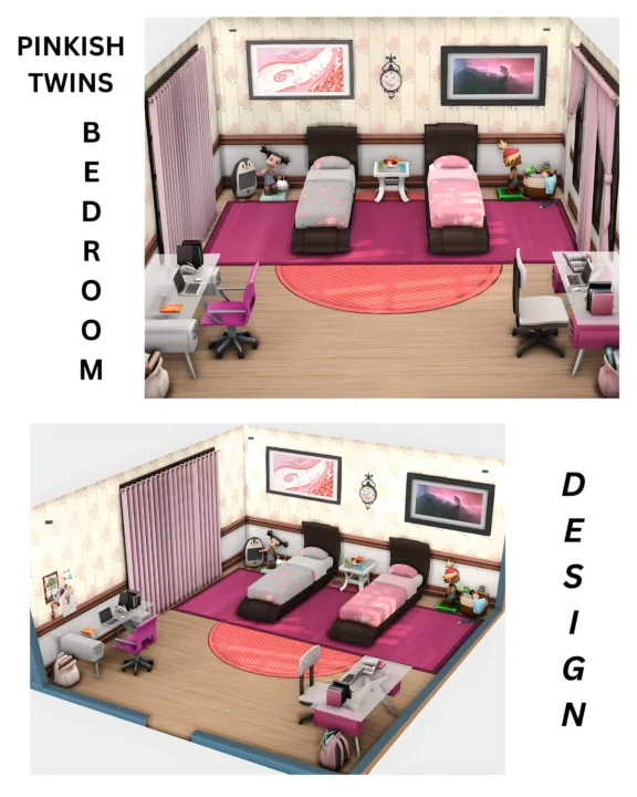 Pinkish Twins Bedroom (NO CC)