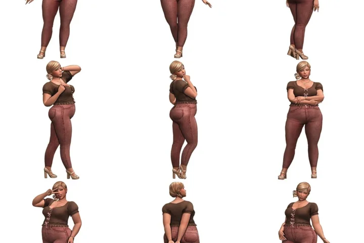 Acha Plus size model pose pack #1 (in cas)