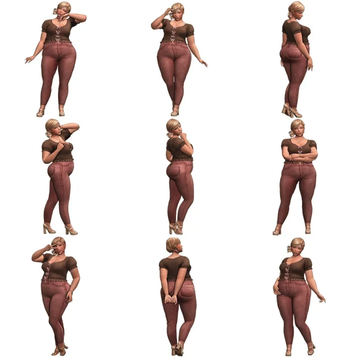 Acha Plus size model pose pack #1 (in cas)