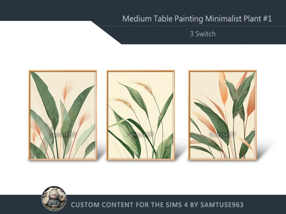 Medium Table Painting Minimalist Plant #1 Samtuse963
