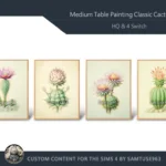HQ Medium Table Painting Classic Cactus #1 Samtuse963