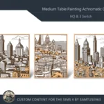 HQ Medium Table Painting Achromatic City #1 Samtuse963