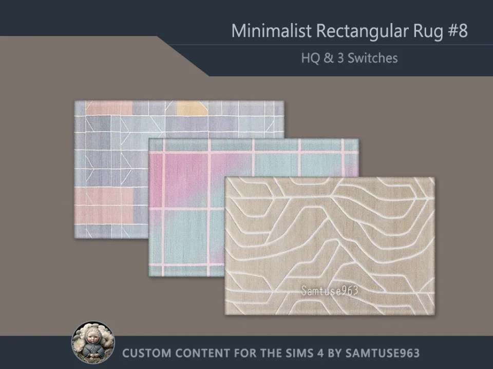 Minimalist Rectangular Dance Rug #8 Samtuse963