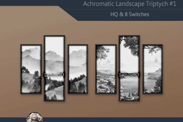 HQ Achromatic Landscape Triptych #1 Sellable Extra B Samtuse963