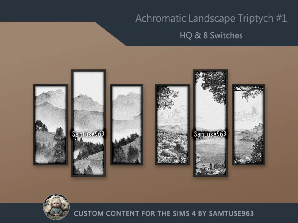 HQ Achromatic Landscape Triptych #1 Sellable Extra B Samtuse963