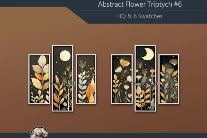 HQ Abstract Flower Triptych #6 Sellable Extra B Samtuse963