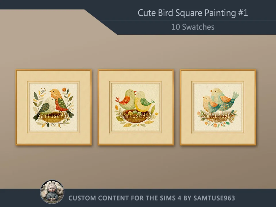 Cute Bird Square Painting #1 Sellable Extra C Samtuse963