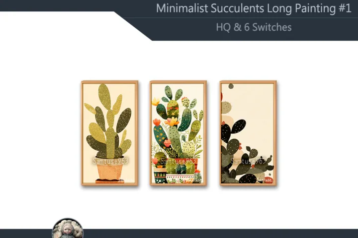 Minimalist Succulents Long Painting #1 Sellable Extra D Samtuse963