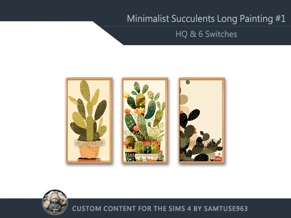 Minimalist Succulents Long Painting #1 Sellable Extra D Samtuse963