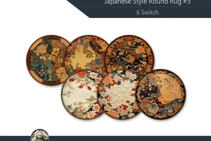 Japanese Style Round Dance Rug #3 Samtuse963