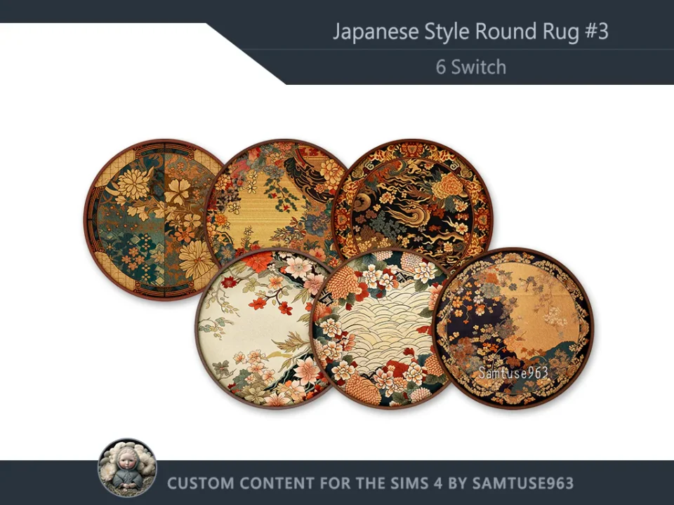 Japanese Style Round Dance Rug #3 Samtuse963