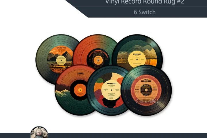 Vinyl Record Round Dance Rug #2 Samtuse963