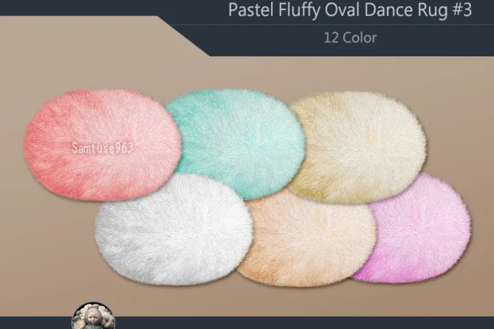 Pastel Fluffy Oval Dance Rug #3 Samtuse963