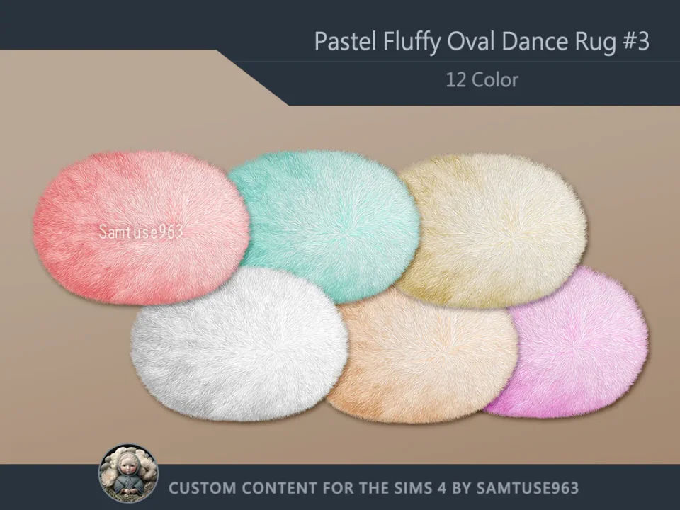 Pastel Fluffy Oval Dance Rug #3 Samtuse963