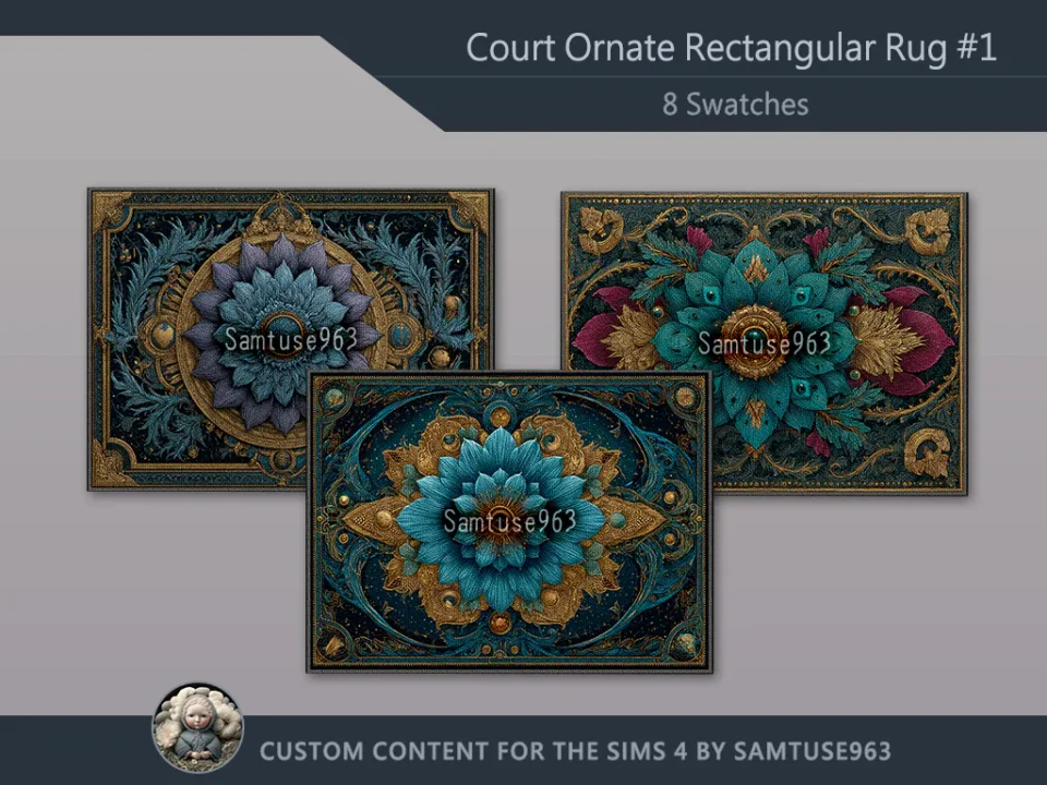 Court Ornate Rectangular Dance Rug #1 Samtuse963