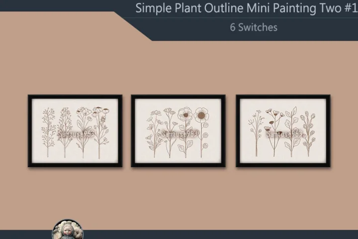 Simple Plant Outline Mini Painting Two #1 Extra H Samtuse963
