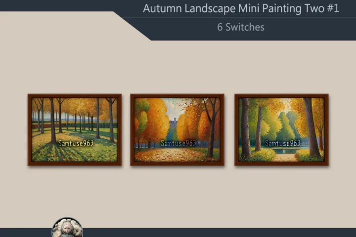 Autumn Landscape Mini Painting Two #1 Extra H Samtuse963