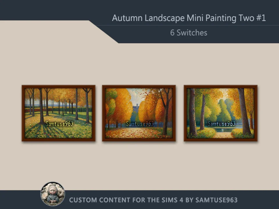 Autumn Landscape Mini Painting Two #1 Extra H Samtuse963