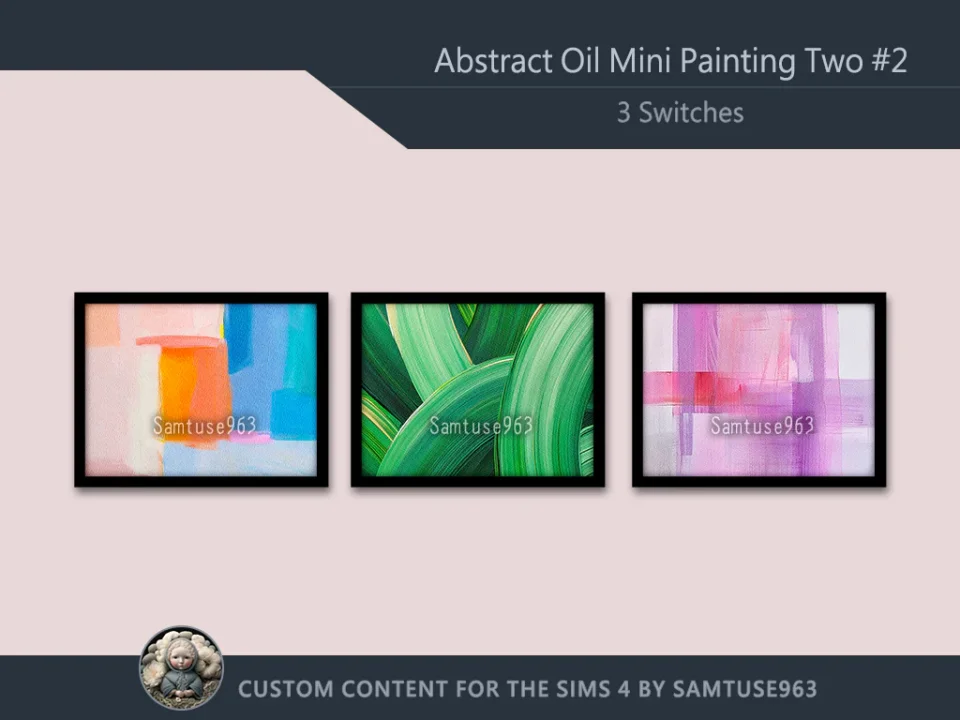 Abstract Oil Mini Painting Two #2 Extra H Samtuse963