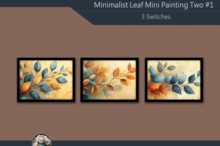 Minimalist Leaf Mini Painting Two #1 Extra H Samtuse963