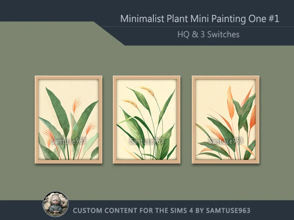 HQ Minimalist Plant Mini Painting One #1 Extra G Samtuse963
