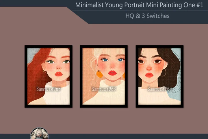 HQ Minimalist Young Portrait Mini Painting One #1 Extra G Samtuse963