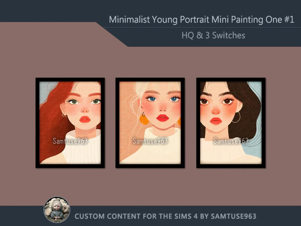 HQ Minimalist Young Portrait Mini Painting One #1 Extra G Samtuse963