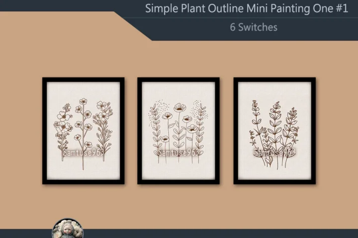 Simple Plant Outline Mini Painting One #1 Extra G Samtuse963