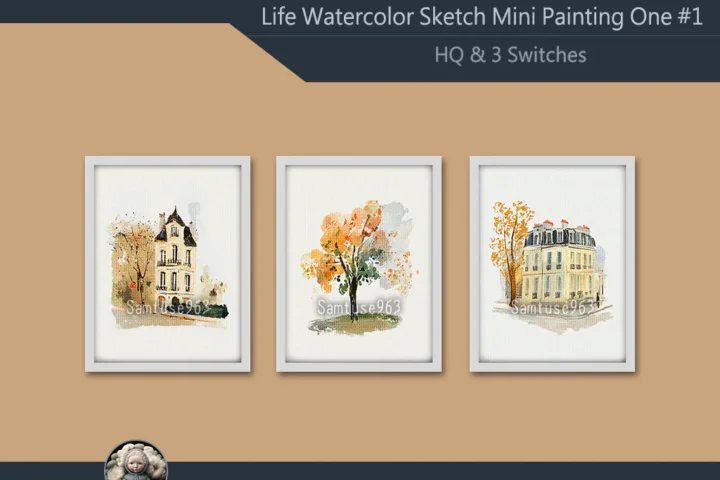 Life Watercolor Sketch Mini Painting One #1 Extra G Samtuse963