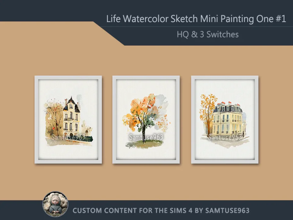 Life Watercolor Sketch Mini Painting One #1 Extra G Samtuse963