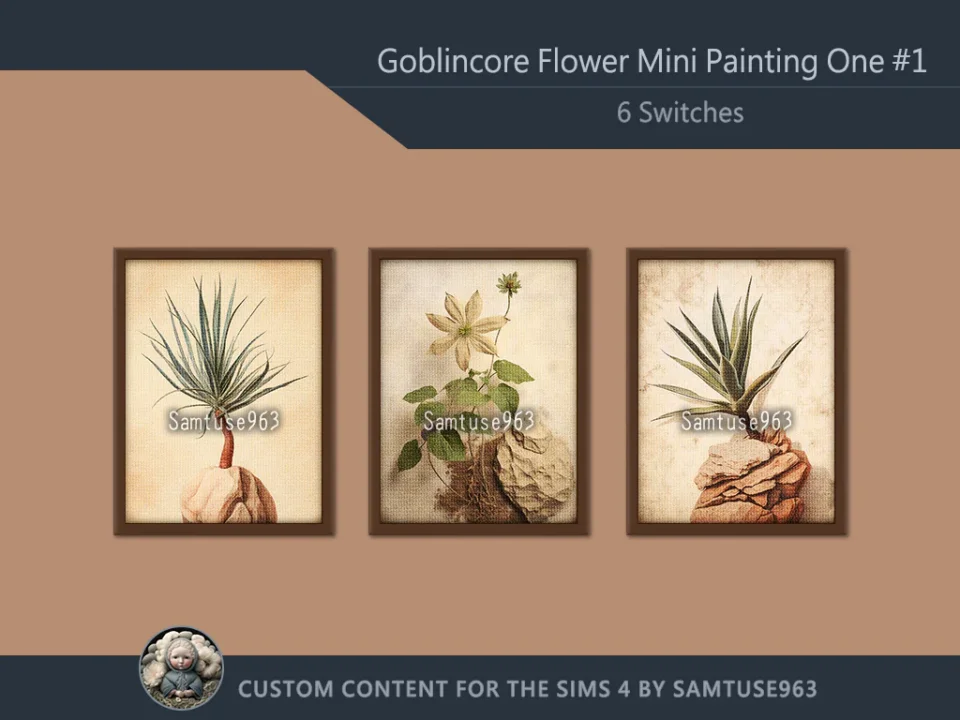 Goblincore Flower Mini Painting One #1 Extra G Samtuse963