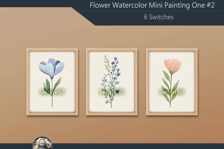 Flower Watercolor Mini Painting One #2 Extra G Samtuse963