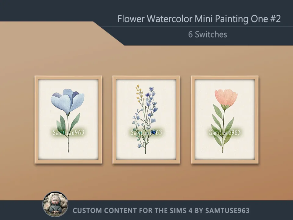 Flower Watercolor Mini Painting One #2 Extra G Samtuse963