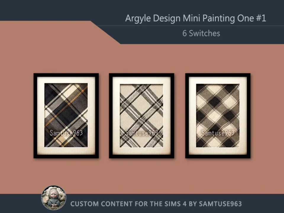 Argyle Design Mini Painting One #1 Extra G Samtuse963