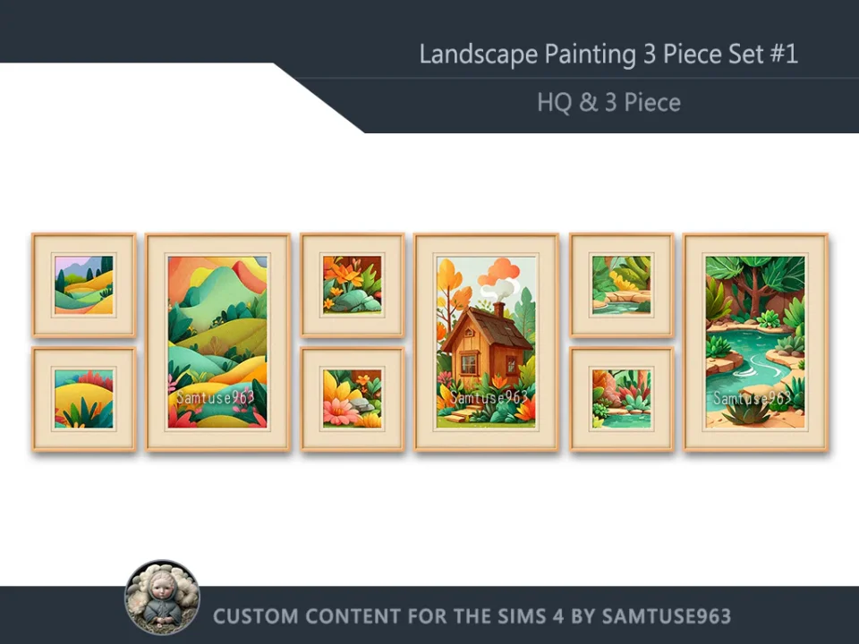 HQ Landscape Painting 3 Piece Set #1 Extra F Samtuse963