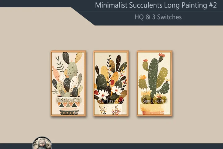 HQ Minimalist Succulents Long Painting #2 Sellable Extra D Samtuse963