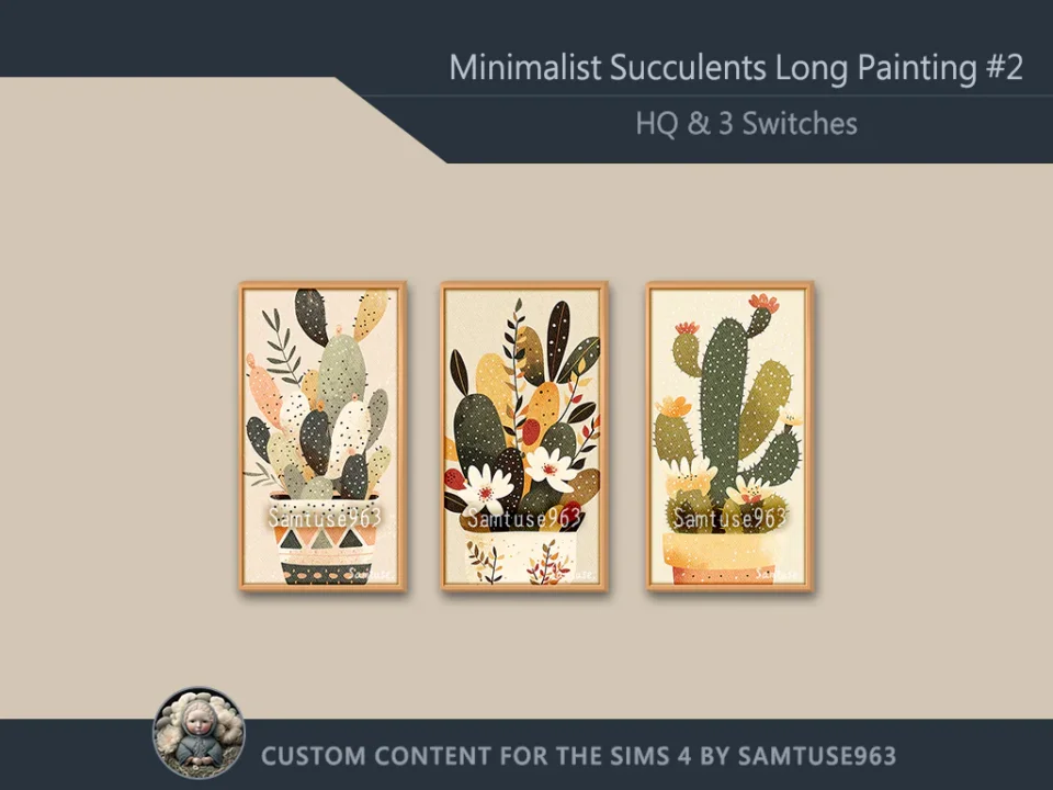 HQ Minimalist Succulents Long Painting #2 Sellable Extra D Samtuse963