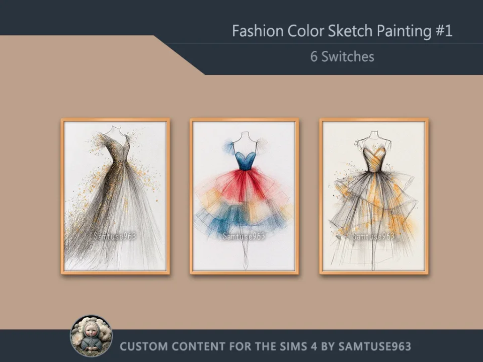 Fashion Color Sketch Painting #1 Sellable Extra A Samtuse963