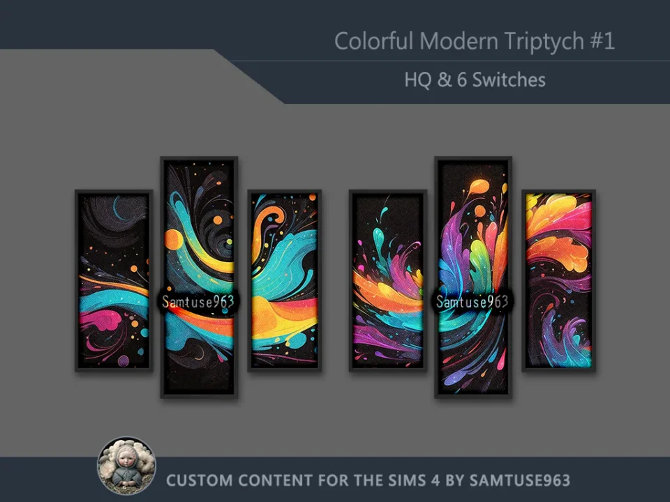 HQ Colorful Modern Triptych #1 Sellable Extra B Samtuse963