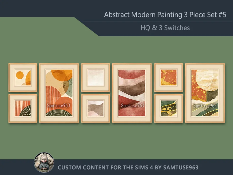 HQ Abstract Modern Painting 3 Piece Set #5 Sellable Extra F Samtuse963