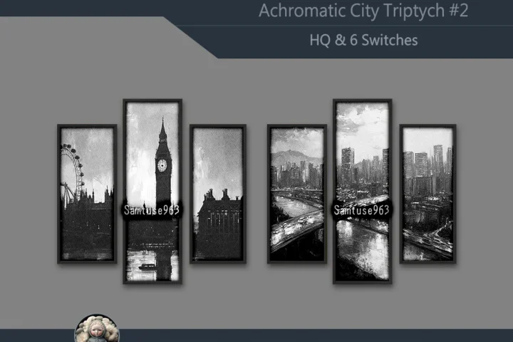 HQ Achromatic City Triptych #2 Sellable Extra B Samtuse963