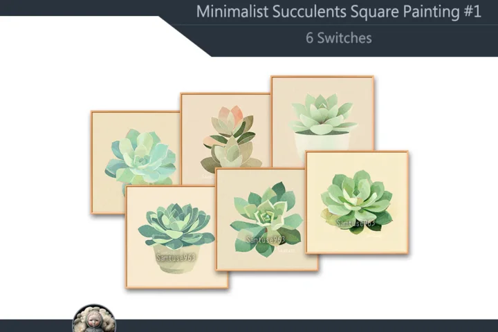 Minimalist Succulents Square Painting #1 Samtuse963