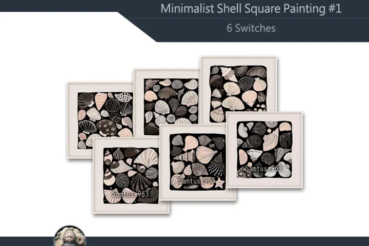 Minimalist Shell Square Painting #1 Samtuse963
