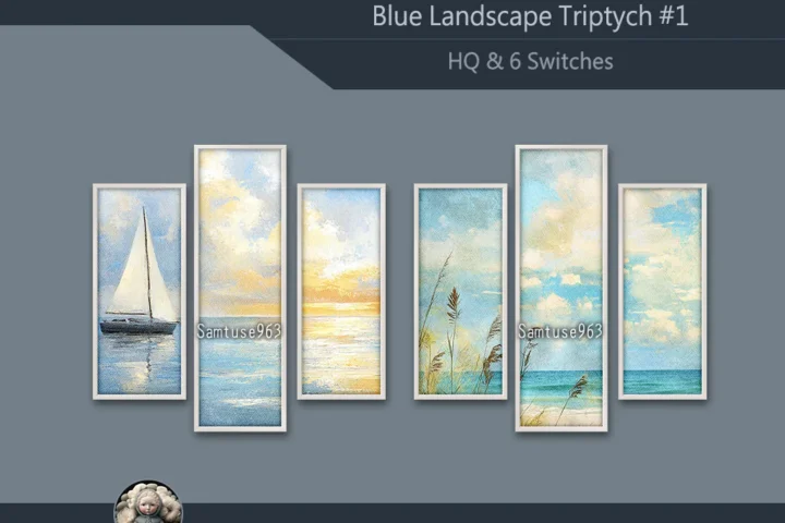 HQ Blue Landscape Triptych #1 Sellable Extra B Samtuse963